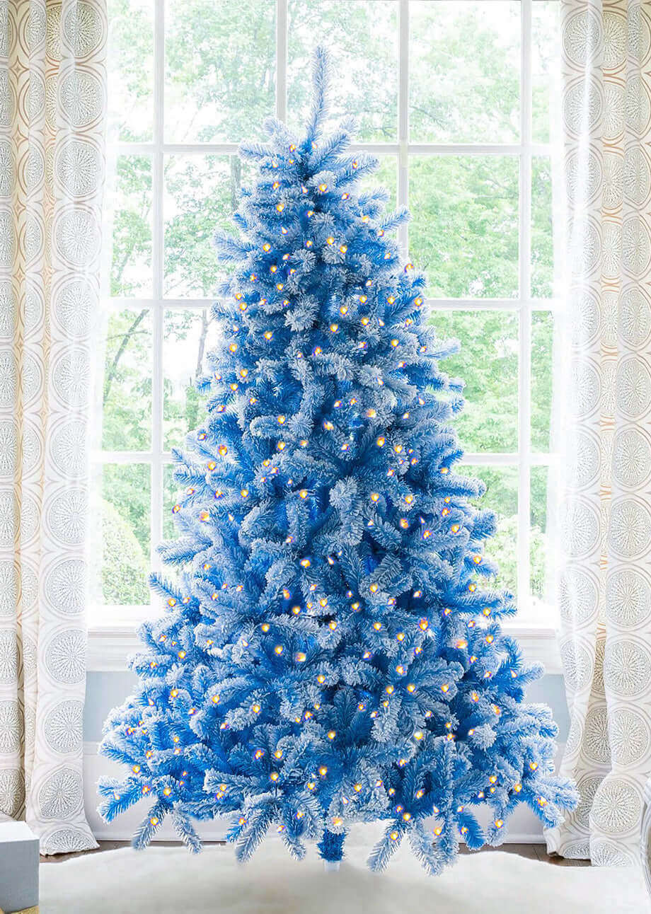 Gorgeous Blue and Gold Christmas Tree + Garland