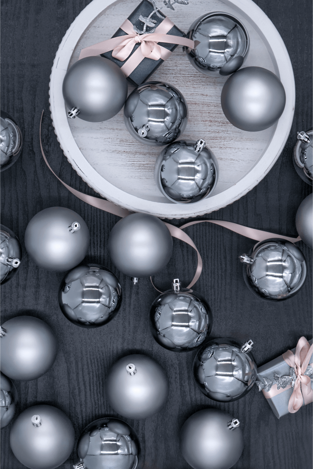 Blue and Gray Essential Glass Ornaments (24 Pack)