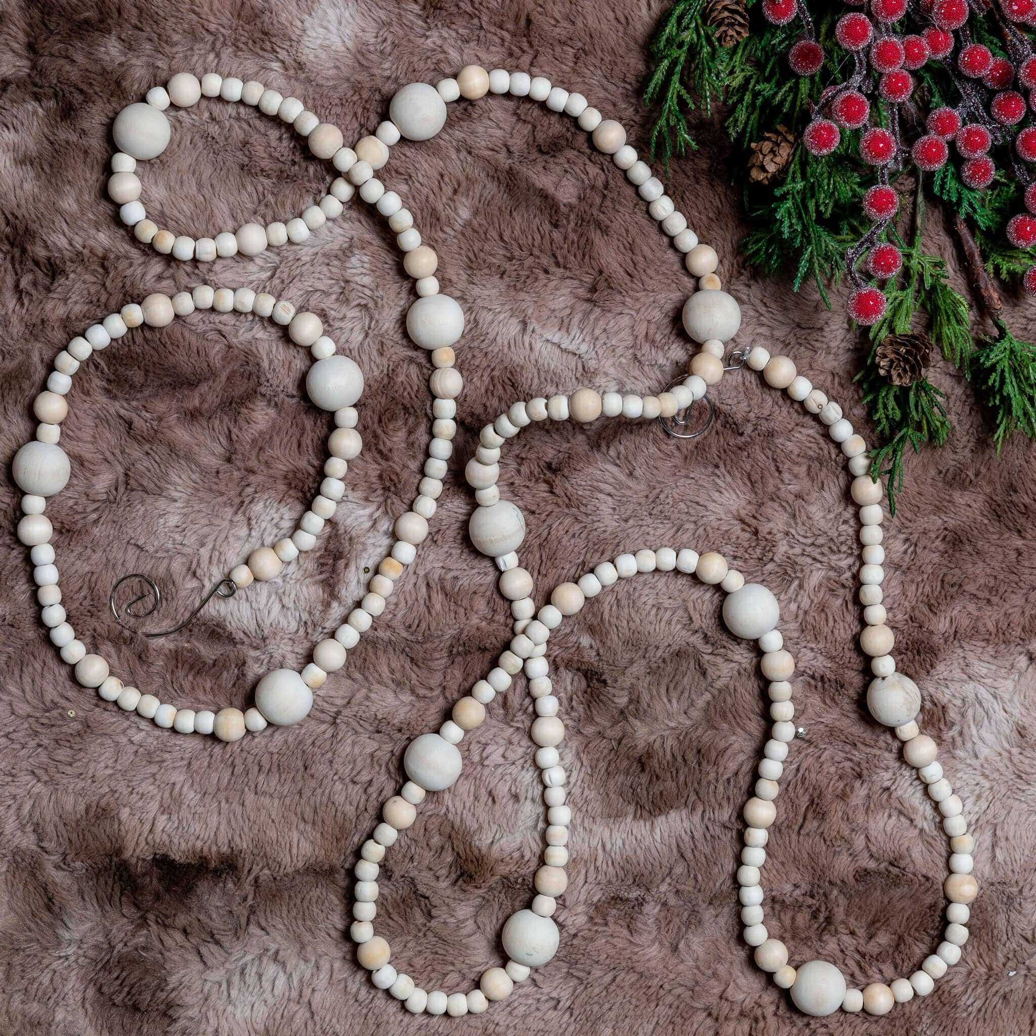 Red Beads Garland for Christmas Tree,66 Feet Plastic Pearl Strands