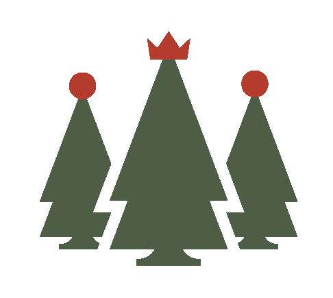 King of Christmas Green Christmas Trees with Red Crown Logo on White Background