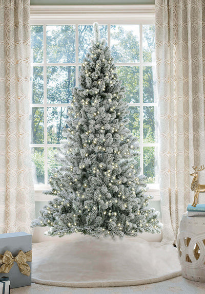 King of Christmas 8' Prince Flock® Artificial Christmas Tree with 550 Warm White LED Lights