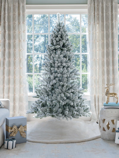 King of Christmas 10' Prince Flock® Artificial Christmas Tree with 750 Warm White LED Lights