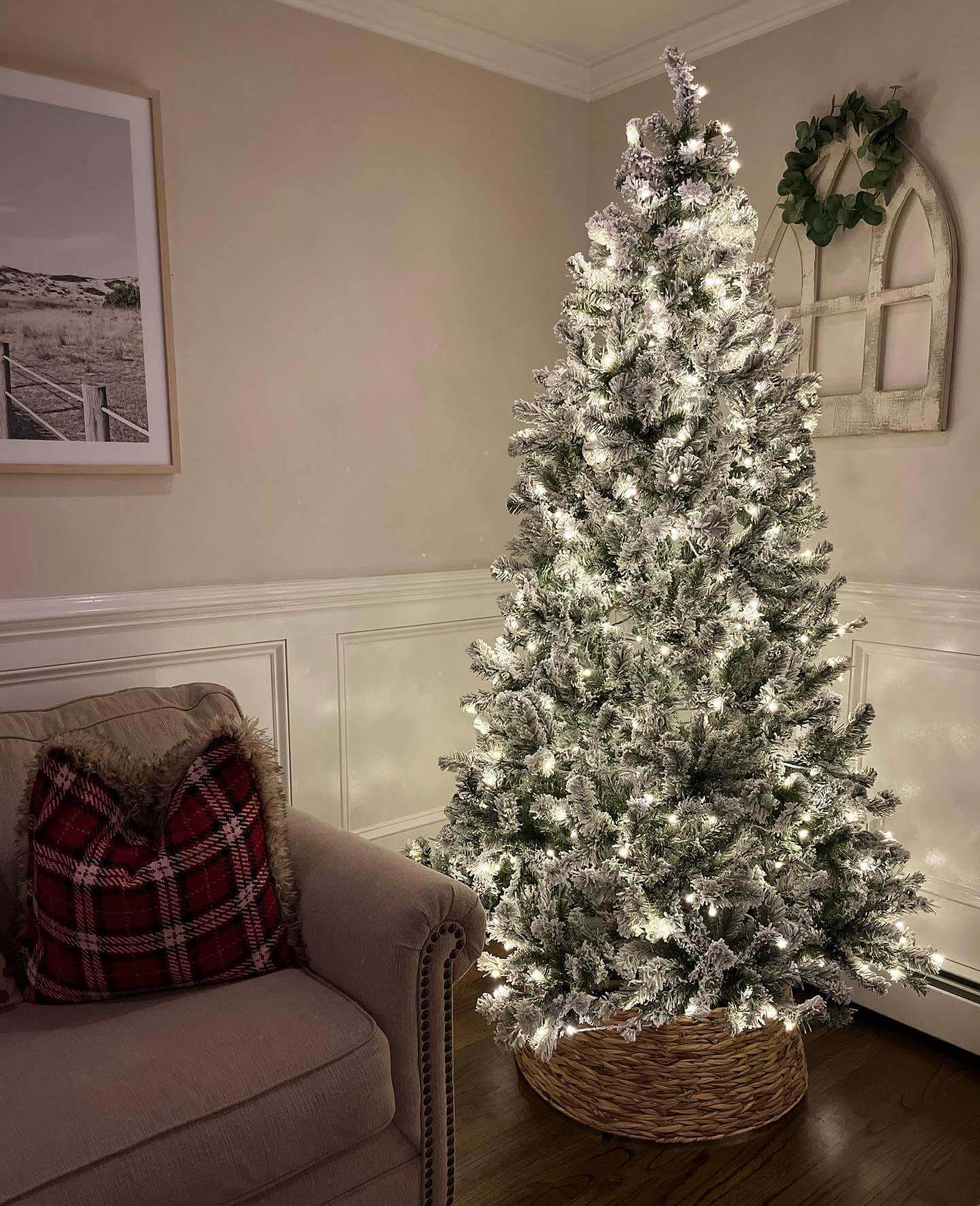 White christmas tree with shop led lights